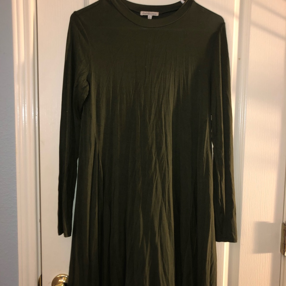 olive green t shirt long sleeve dress